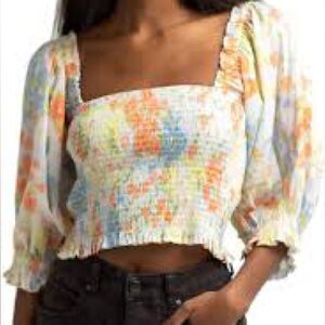 Billabong Women's Feeling Groovy Puff Sleeve Crop Top